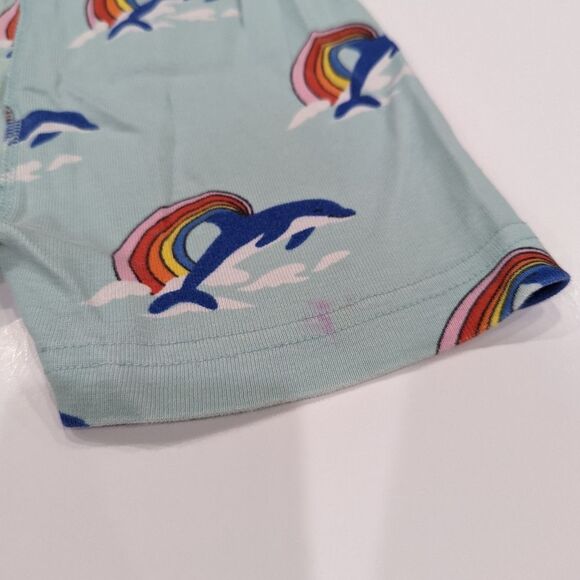 Hanna Andersson Blue Dolphin Rainbow Short John Organic Cotton Pajamas 110 5 5T - Picture 7 of 9